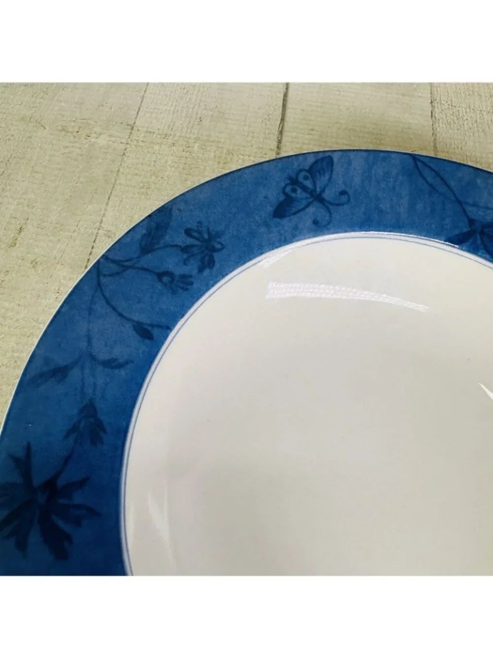 Coventry BLUE BUTTERFLY White Blue Porcelain Large Rim 9 1/4